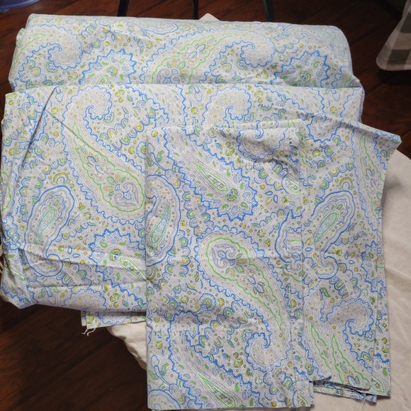Lauren Ralph Lauren Home Blue Green Paisley Cotton Sheets 2 Std Pillowcase 81x92